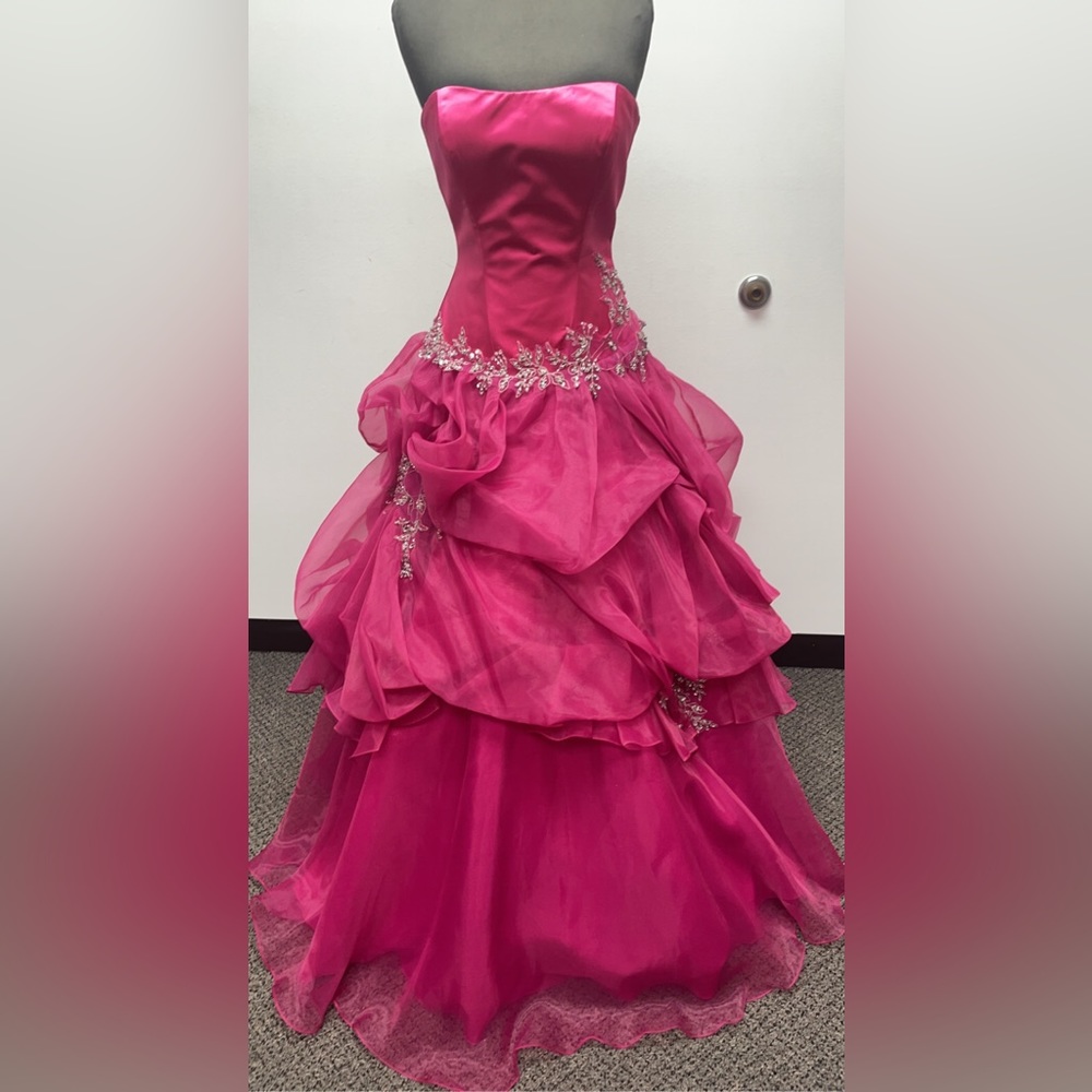 Hot Pink Strapless Ball Gown for Prom
